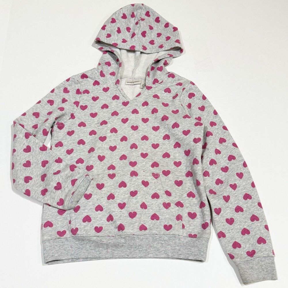 Jumping Beans Big Girls Fleece Hoodie Sweatshirt Size 7 Pink Heart